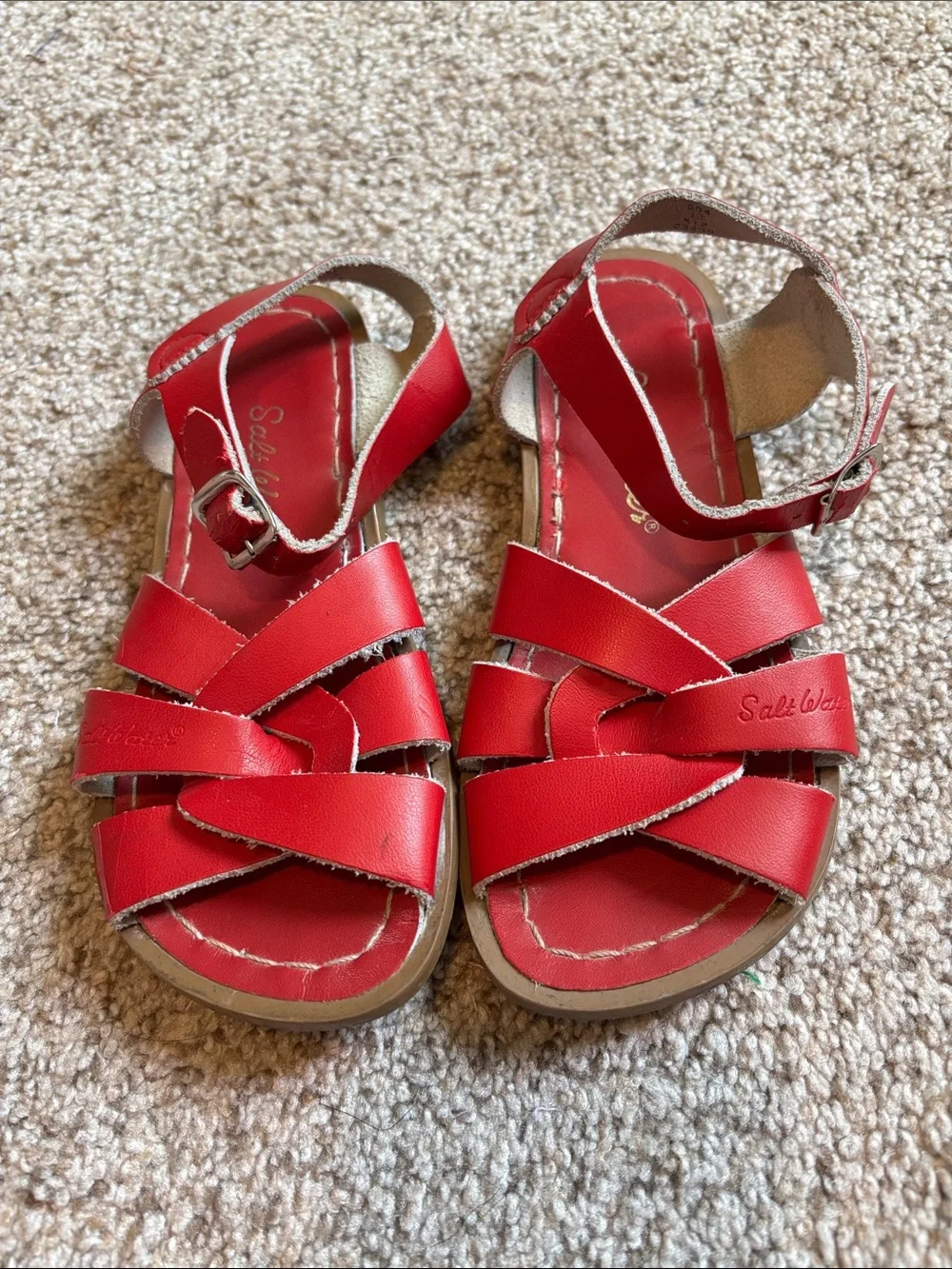 Salt Water Red Strap Sandals Youth Size 13 | summer | bbq | casual | beach